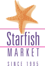 A starfish is shown on the cover of a market.